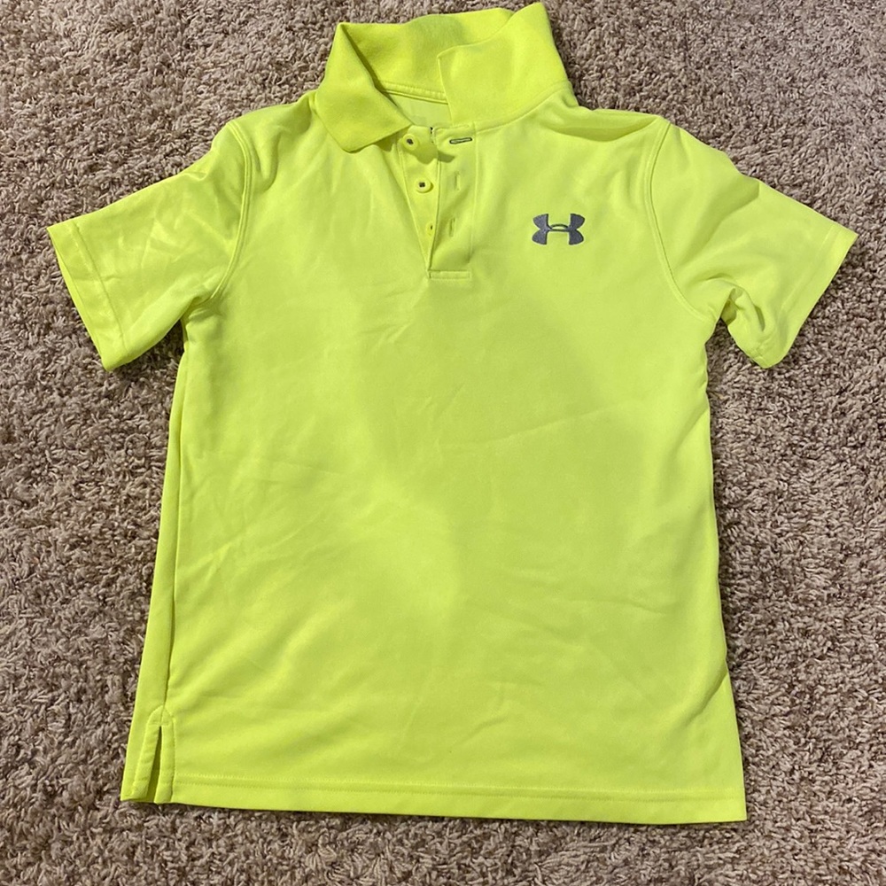 Neon Yellow Boys Under Armor Golf Shirt